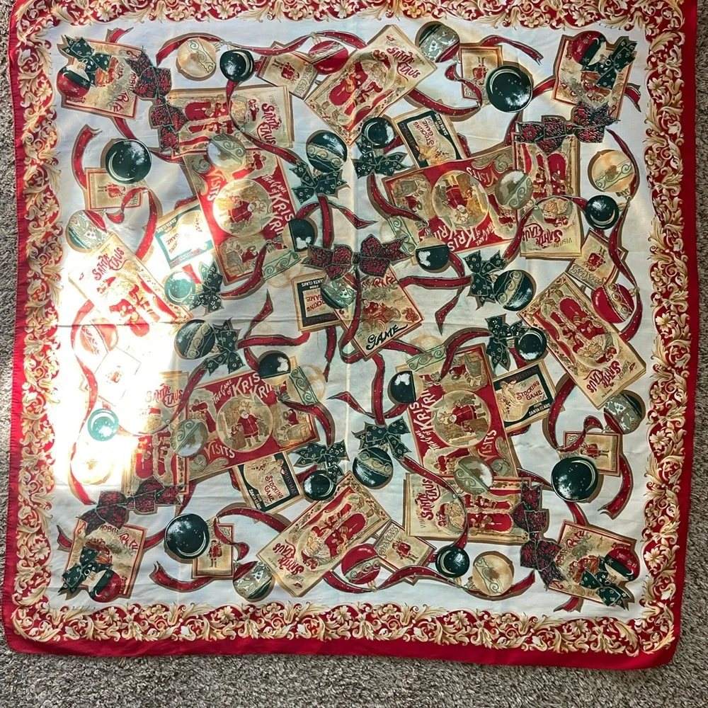 Vintage Festive Symphony Christmas Scarf with Red and Gold Accents